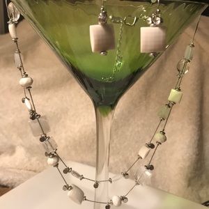 Geometric bead and crystal necklace set